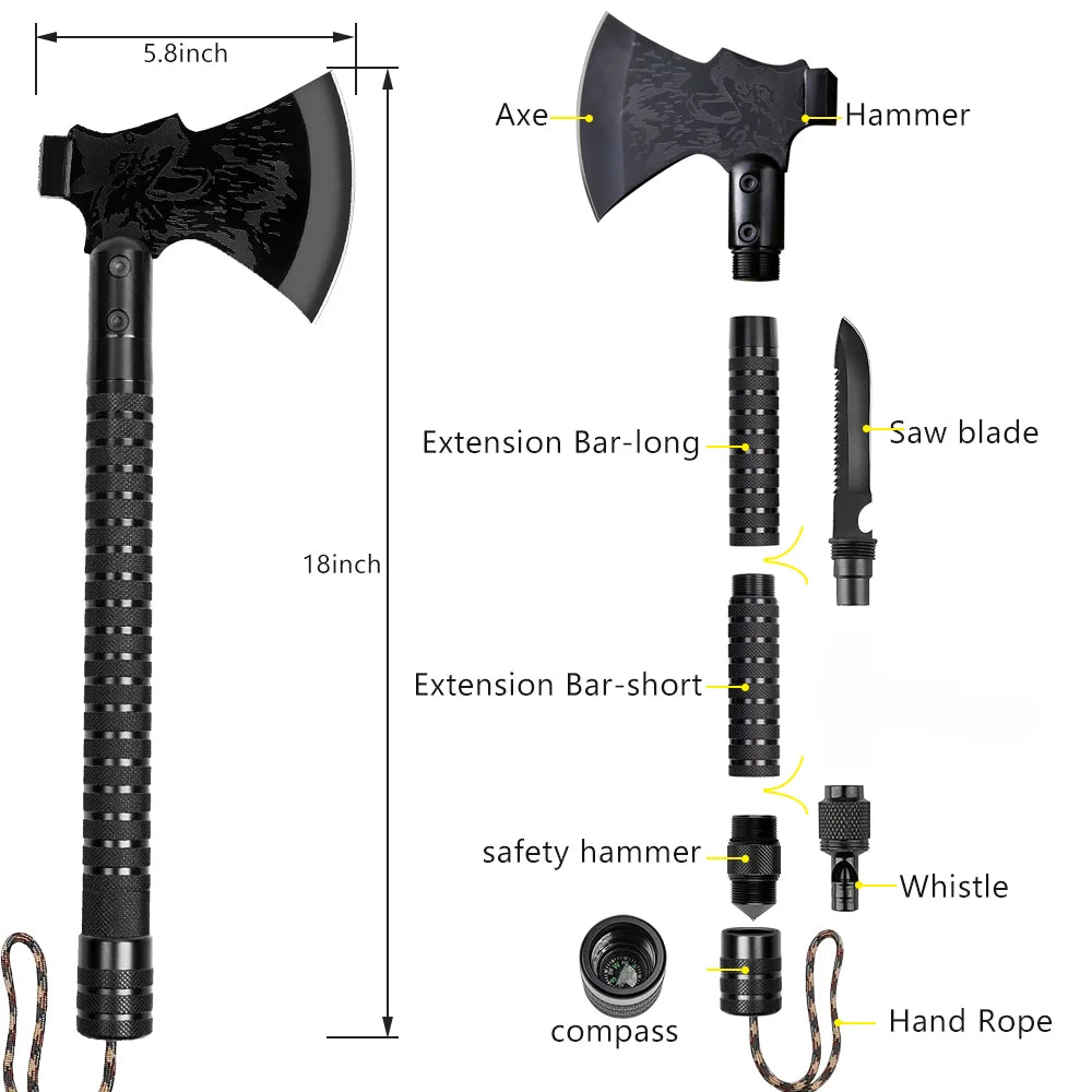 Foldable Tactical Survival Axe Multi-Function Outdoor Camping Tool with Sheath