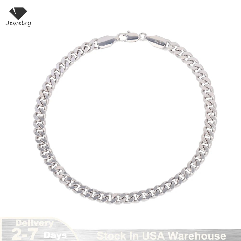 925 Sterling Silver Handmade 4mm Snake Chain Bracelet for Men and Women