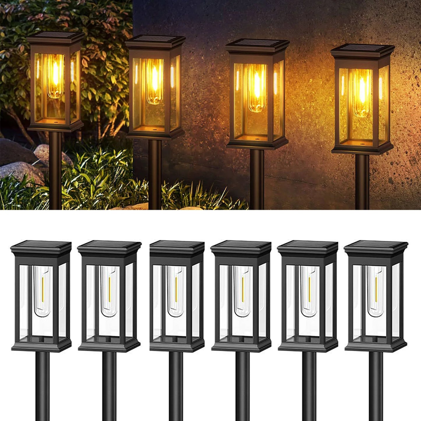 Upgraded Solar Lights 2700K Warm White 12 Hours Brightness for Yard and Garden Pathway