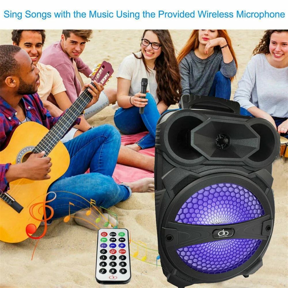 1000W Portable Wireless Bluetooth Speaker with LED Light and Karaoke Microphone