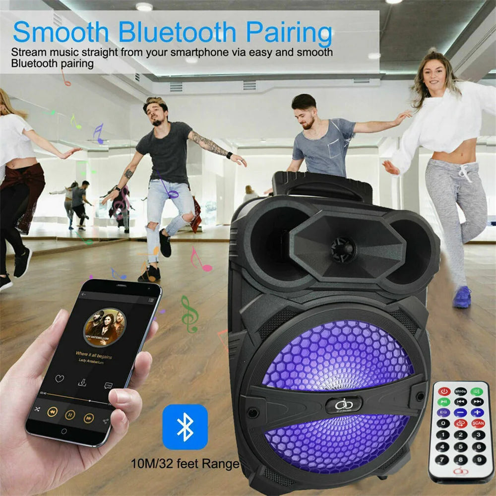 1000W Portable Wireless Bluetooth Speaker with LED Light and Karaoke Microphone