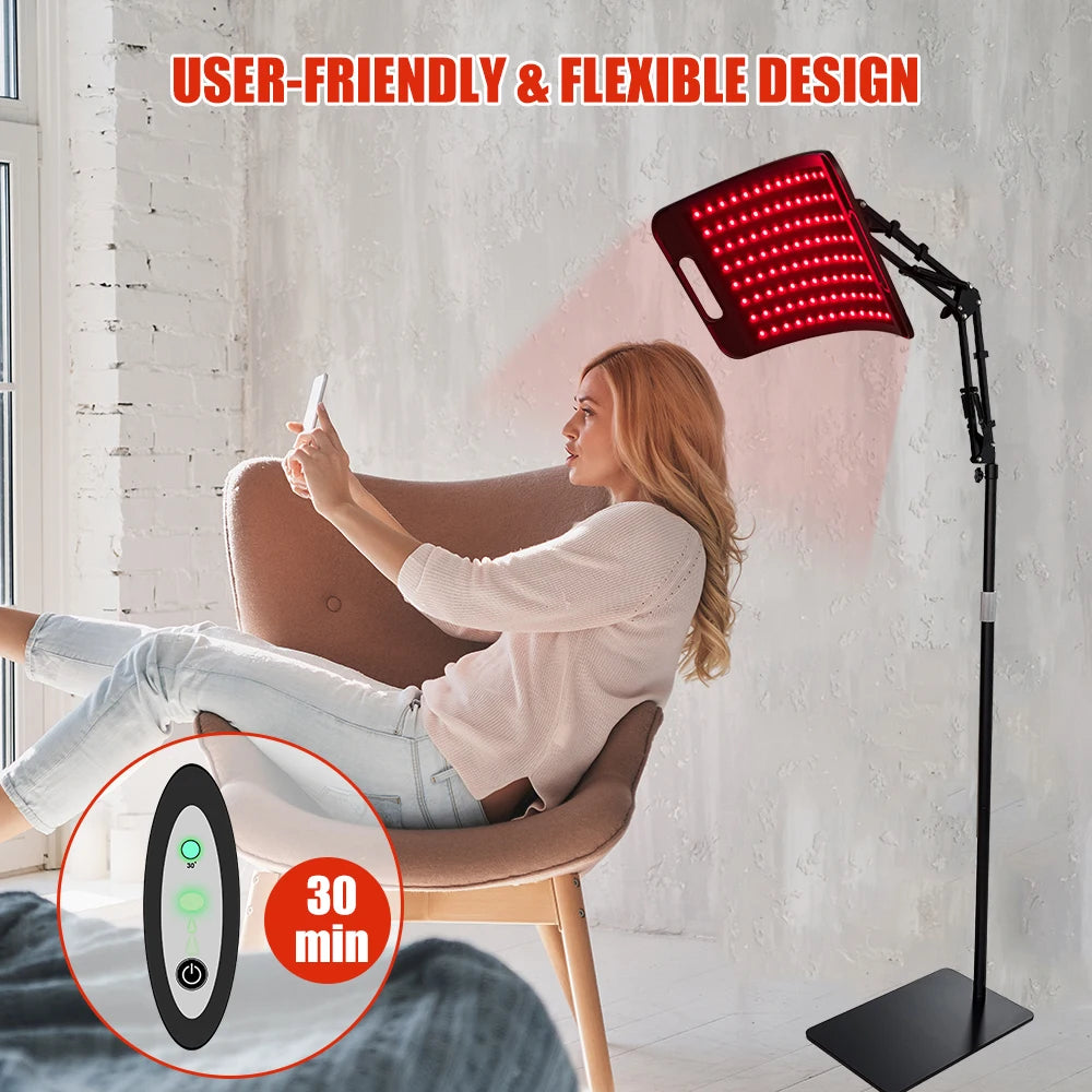 Red Light Therapy Lamp for Face and Body with Adjustable Stand and Timer 660nm 850nm