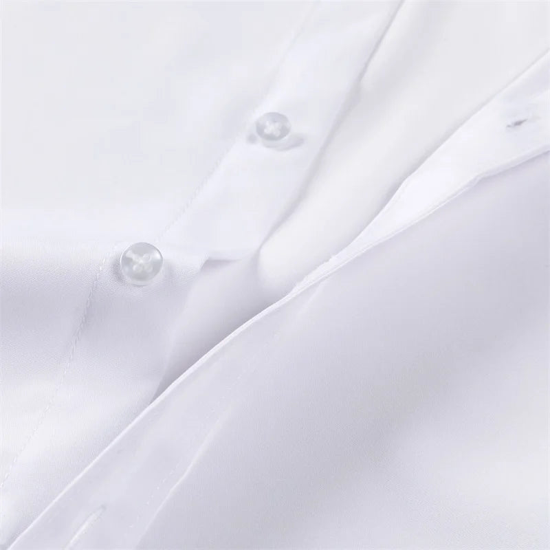 Men's Classic Button-Down Long Sleeve Shirt Solid Color Casual Business Top for Spring