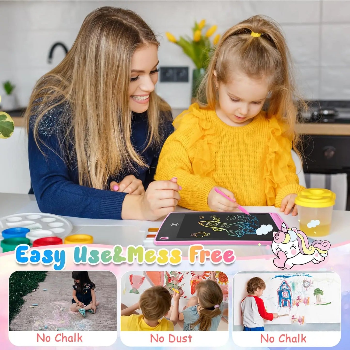 12 Pack Colorful LCD Writing Tablets for Kids 6.5 Inch Doodle Drawing Boards