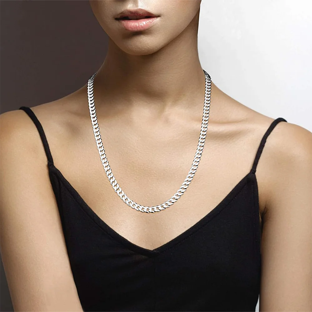 7mm Men's Cuban Link 925 Sterling Silver Necklace Hip Hop Chain Jewelry Ships from USA