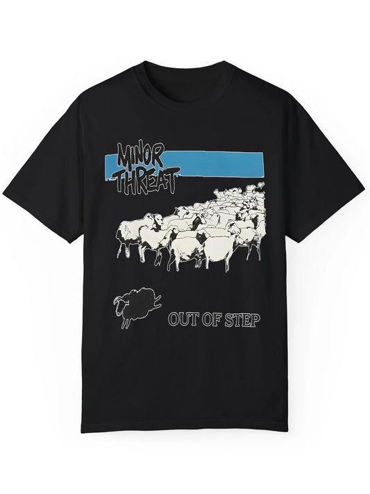 Men's Minor Threat Out of Step Graphic Tee 100 Percent Cotton Casual Summer T-Shirt