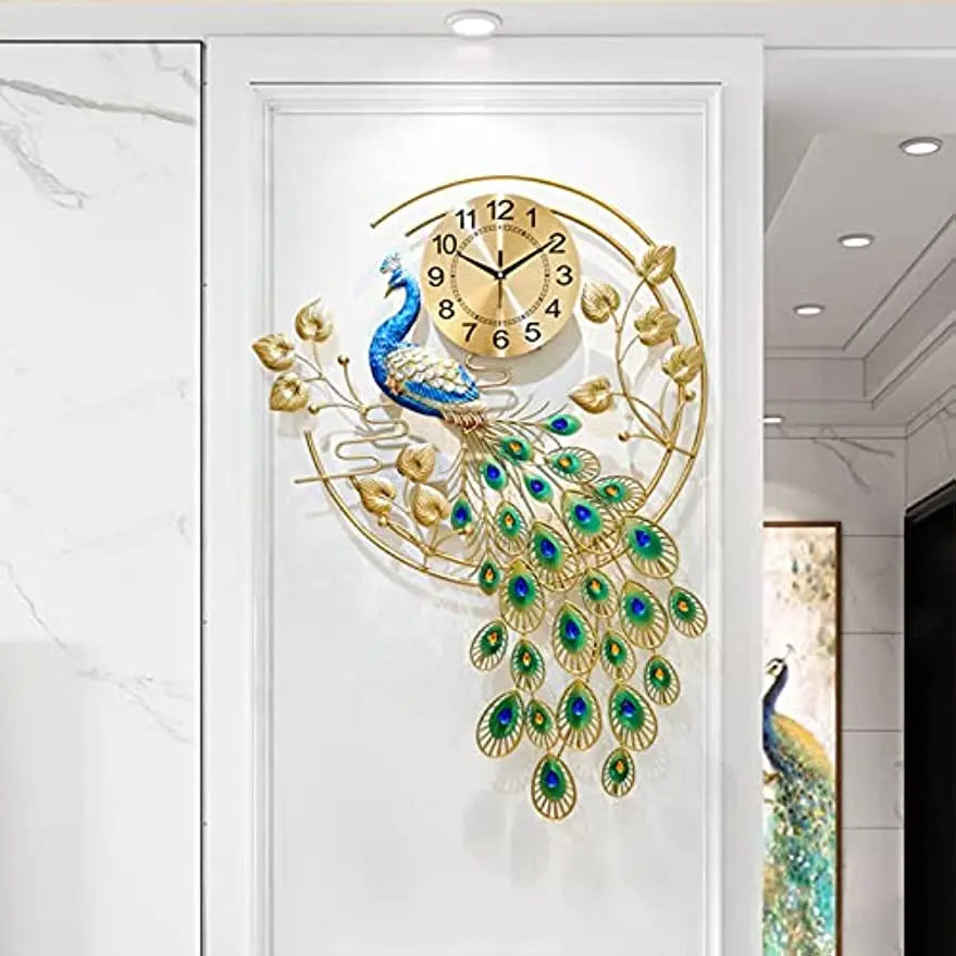36.6 * 25.6in Modern Wall Clock Metal Creative Wall Watch Luxury Crystal Clock Silent Wall Clock