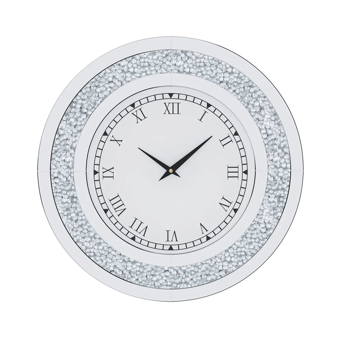 LUVODI 32inch Large Diamond Crystal Modern 3D Wall Clock Living Room Kitchen Bedroom Hall Clock with Roman Numerals
