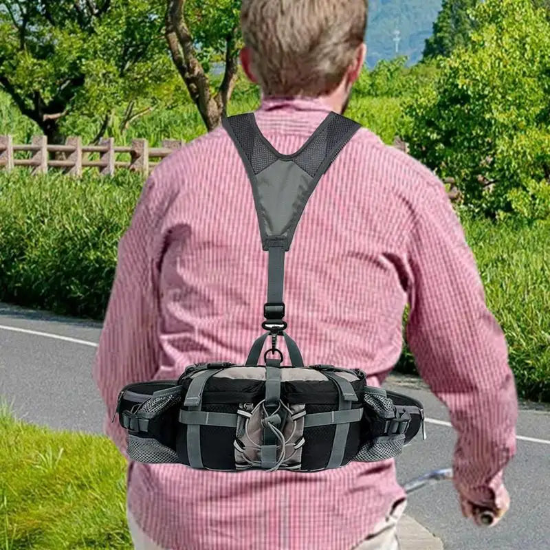 Outdoor Waist Bag with Water Bottle Holders Adjustable Strap for Hiking and Cycling