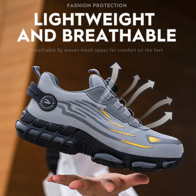 Breathable Lace-Free Soft Sole Safety Shoes for Men with Anti-Smash and Anti-Puncture Features