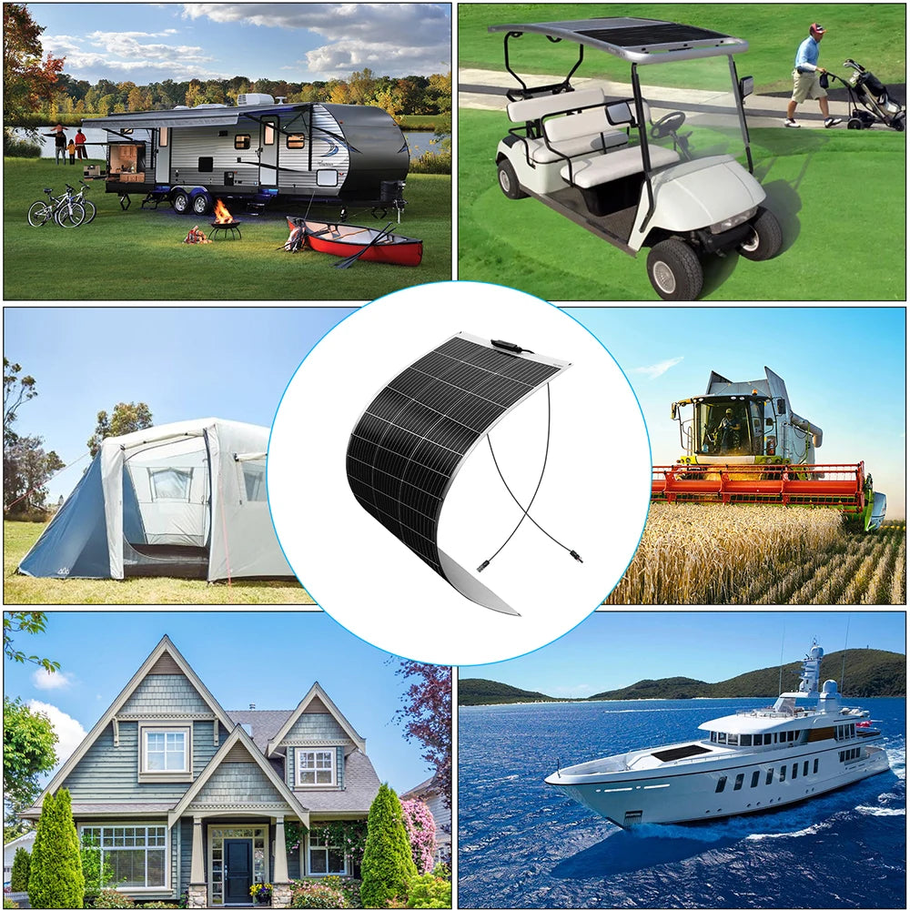 120W 12 Volt Flexible Monocrystalline Solar Panel for RVs Boats and Off-Grid Systems