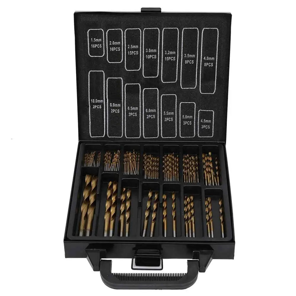 99PCS Twist Drill Set High Speed Steel Titanium Plated for Woodworking Projects