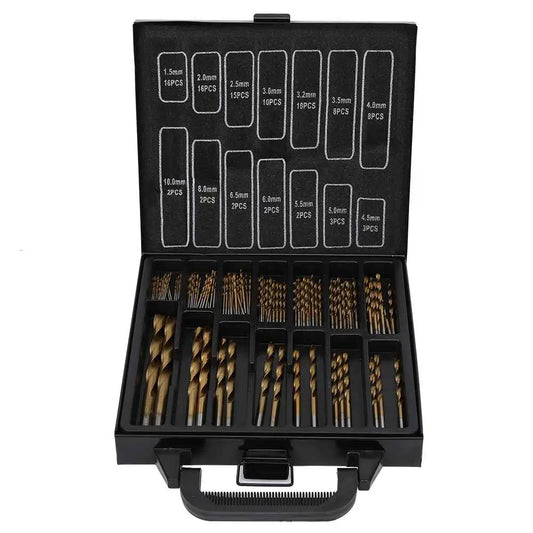99PCS Twist Drill Set High Speed Steel Titanium Plated for Woodworking Projects