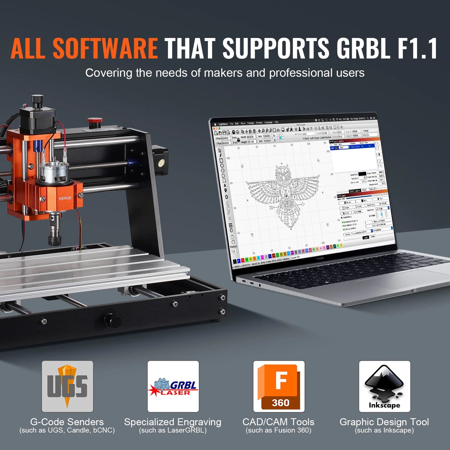 SucceBuy CNC Router Machine 3 Axis GRBL Control Wood Engraving Carving Milling Machine Kit for Wood Acrylic MDF PVC Plastic Foam