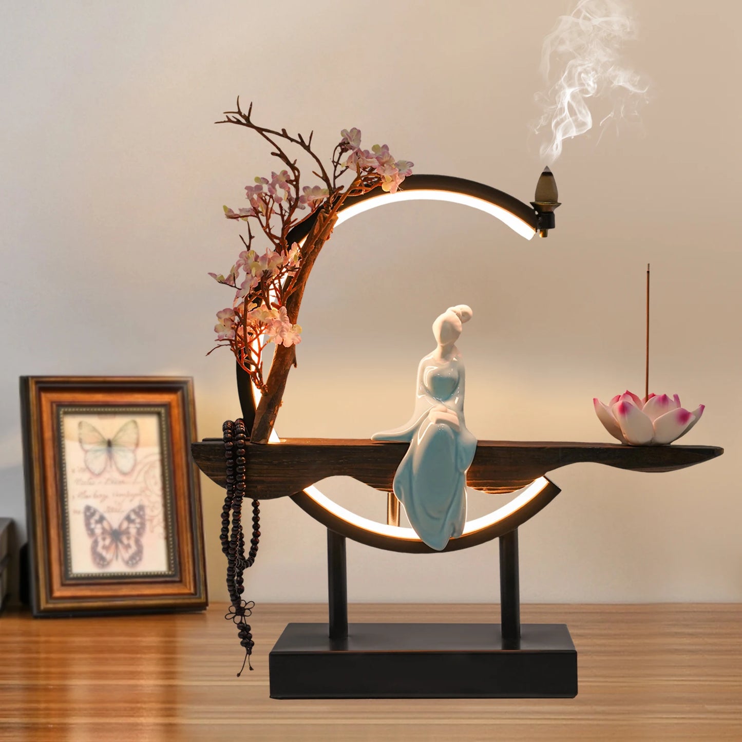 Bymaocar Chinese Zen Meditation Incense Burner Set Unique Smoke Decoration for Home