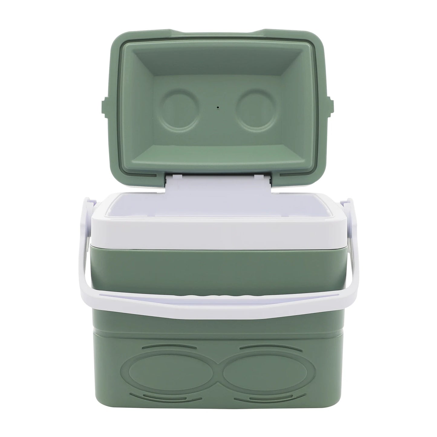 8.5L Portable Insulated Camping Cooler Box for Outdoor Picnics and Beach Activities Green White