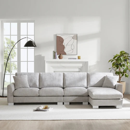 119*55" Modern Oversized Sectional Sofa,L-shaped Luxury Couch Set with 2 Free pillows,5-seat Chenille Furniture with Chaise