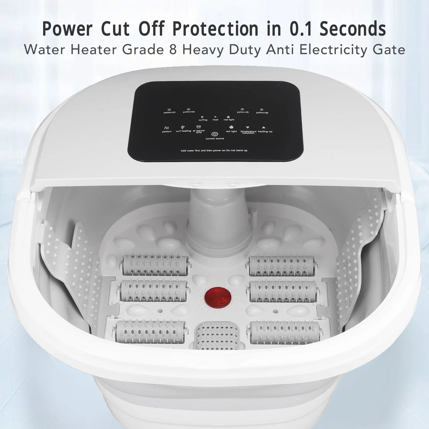 Smart Foldable Foot Soak Tub 420W 8L Heating Massager Spa with 8 Rollers