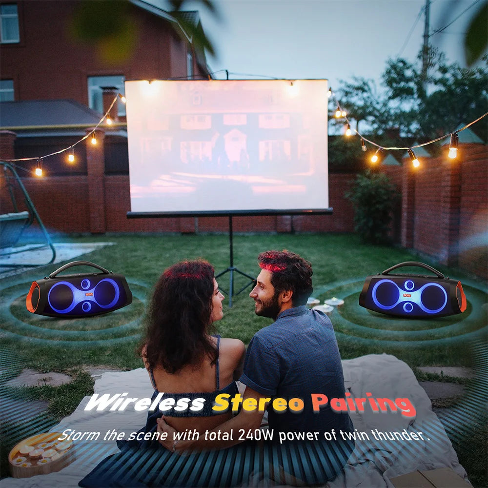 DOSS Portable Bluetooth Speaker 120W Powerful Sound IPX6 Waterproof Outdoor Subwoofer