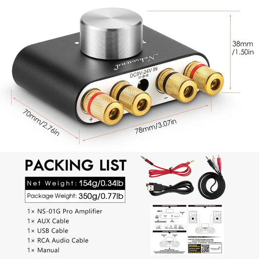 Douk Audio Mini Bluetooth 5.0 TPA3116 Digital Amplifier Hifi Stereo Audio Receiver Power Amp 50W+50W Car Sound Amplifiers