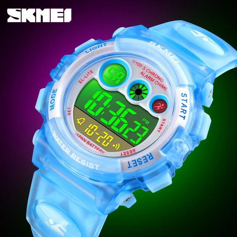 Skmei Colorful LED Waterproof Children's Watch Multi-Functional Transparent Design
