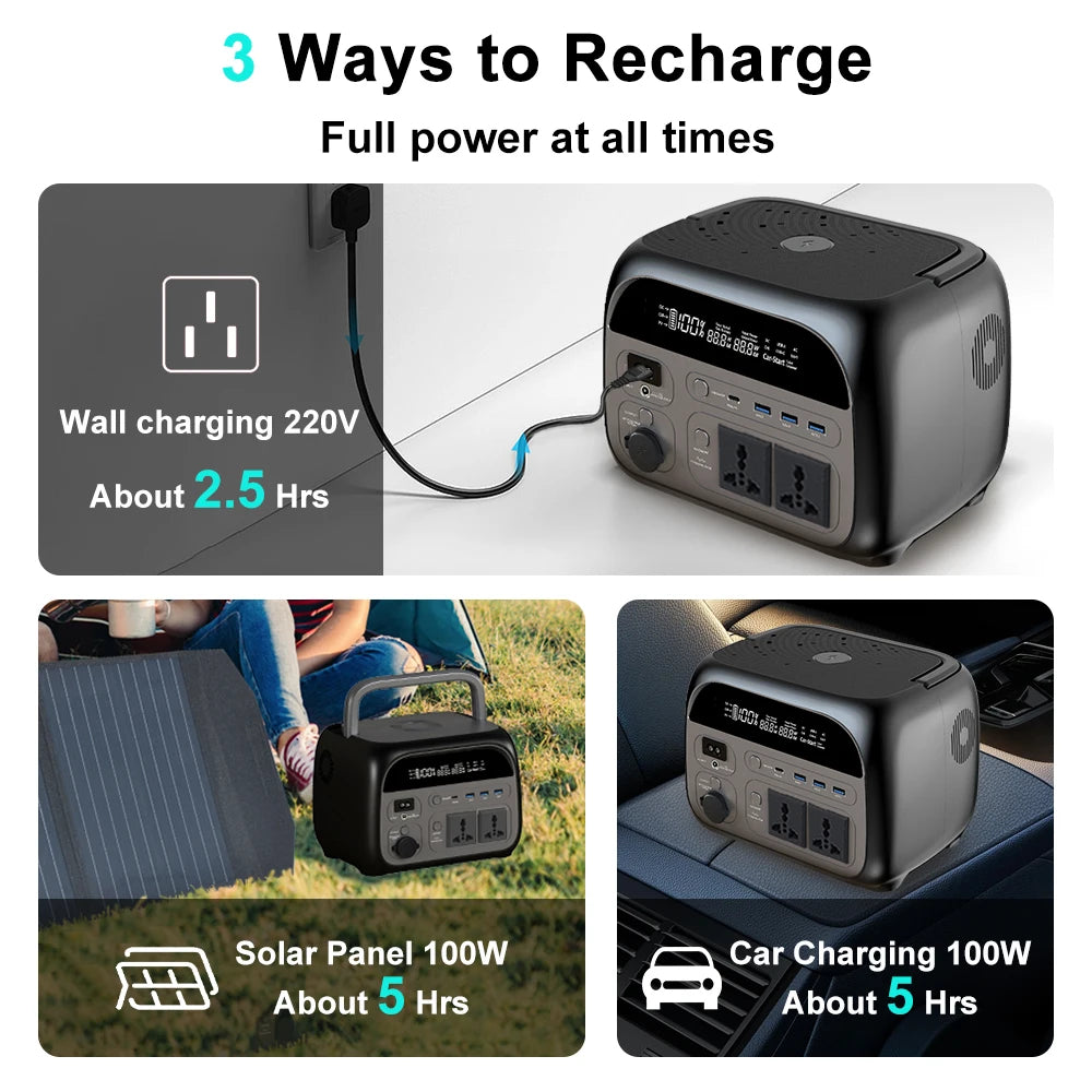 Portable 345Wh Lifepo4 Power Station with 2x 500W Outlets for Camping and RV Use