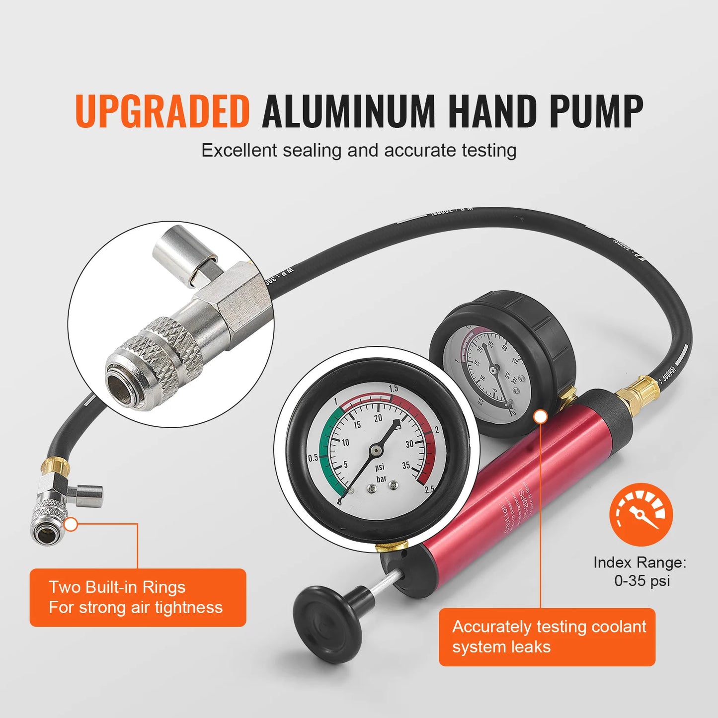 SucceBuy Universal Radiator Pressure Tester Kit with Manual Pump and Color Coded Adapters