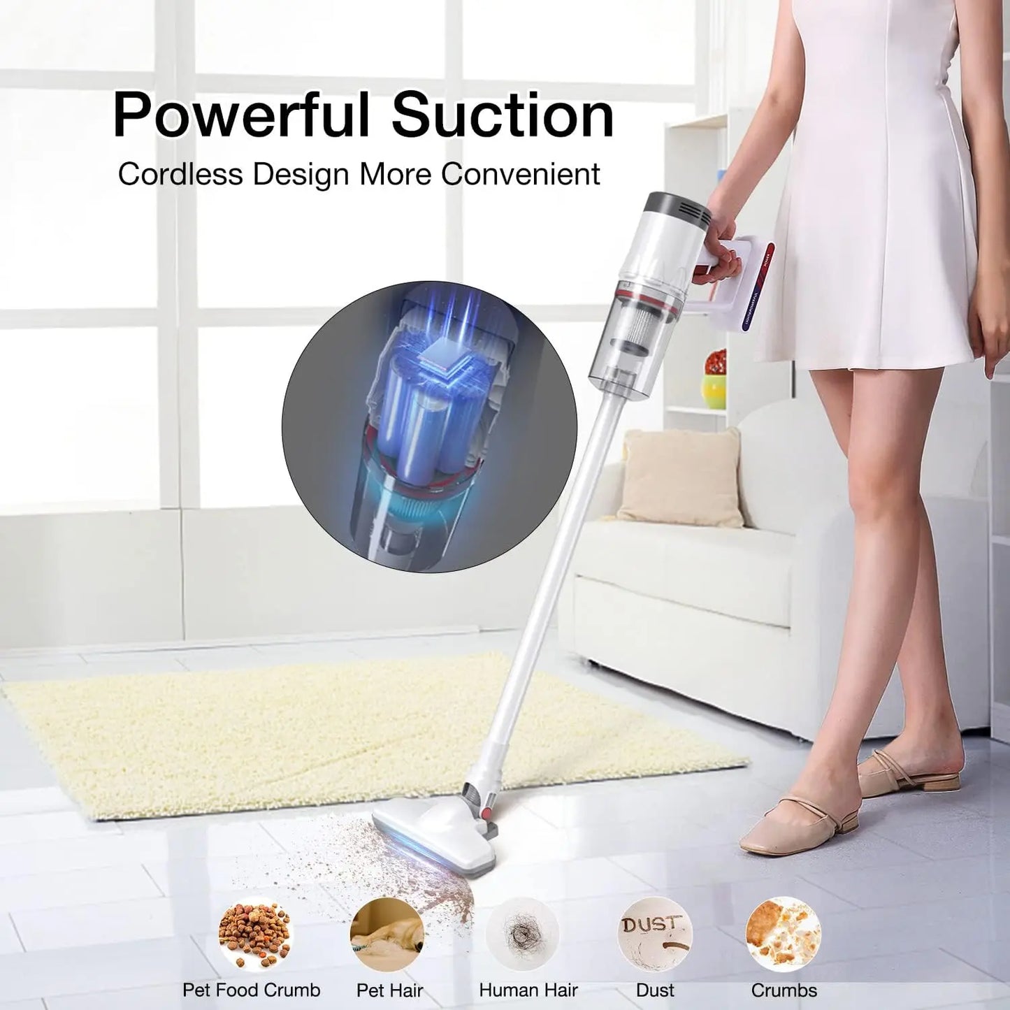Cordless Handheld Vacuum Cleaner 5-in-1 Lightweight for Pet Hair and Hardwood Floors
