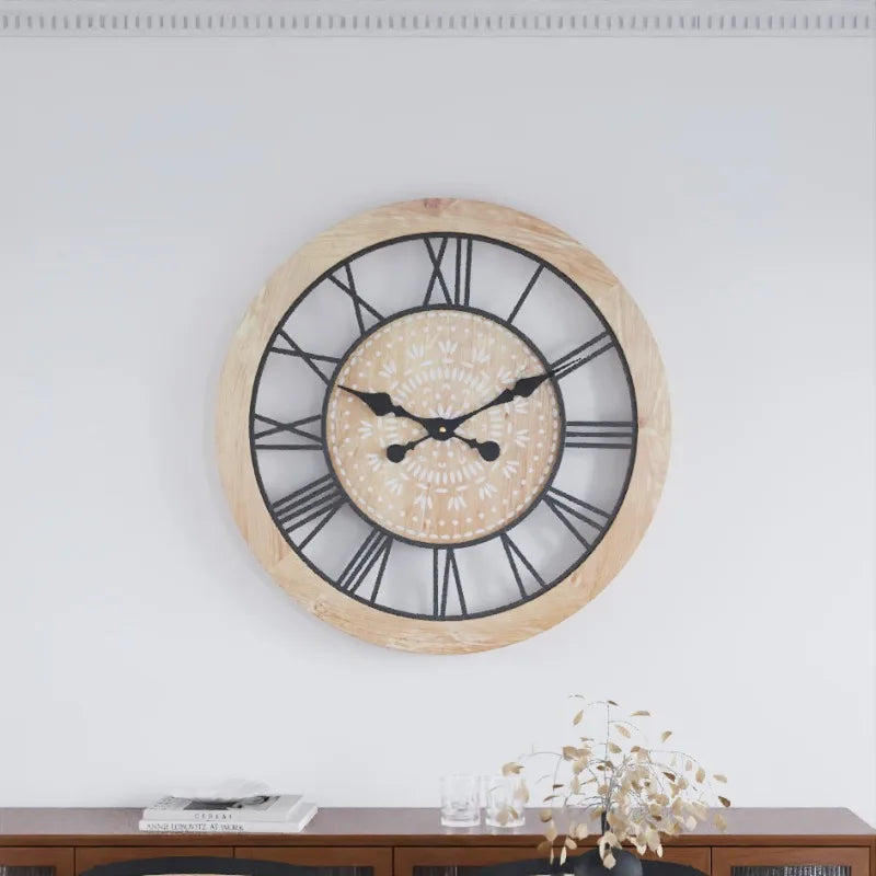 Bohemian Wind and Iron Wood Combined with Creative Wall Clock