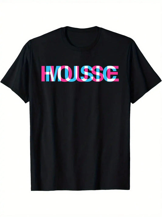 Mens EDM Rave DJ T-Shirt with House Music Glitch Optical Illusion Graphic Design
