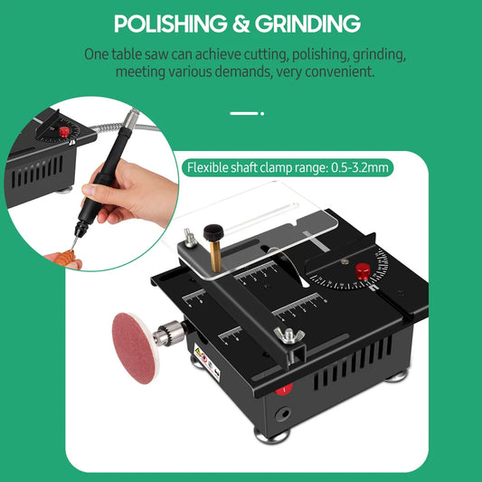 100W Mini Desktop Electric Table Saw with Adjustable Speed and Angle for Precision Cutting