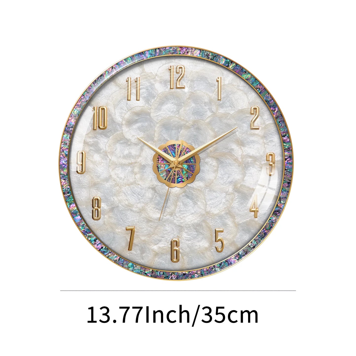 Living Room Wall Clock Made Of Brass Shell, 14 Inches In Diameter, Perfect For Living Room, Dining Room, Bedroom, Storage Room