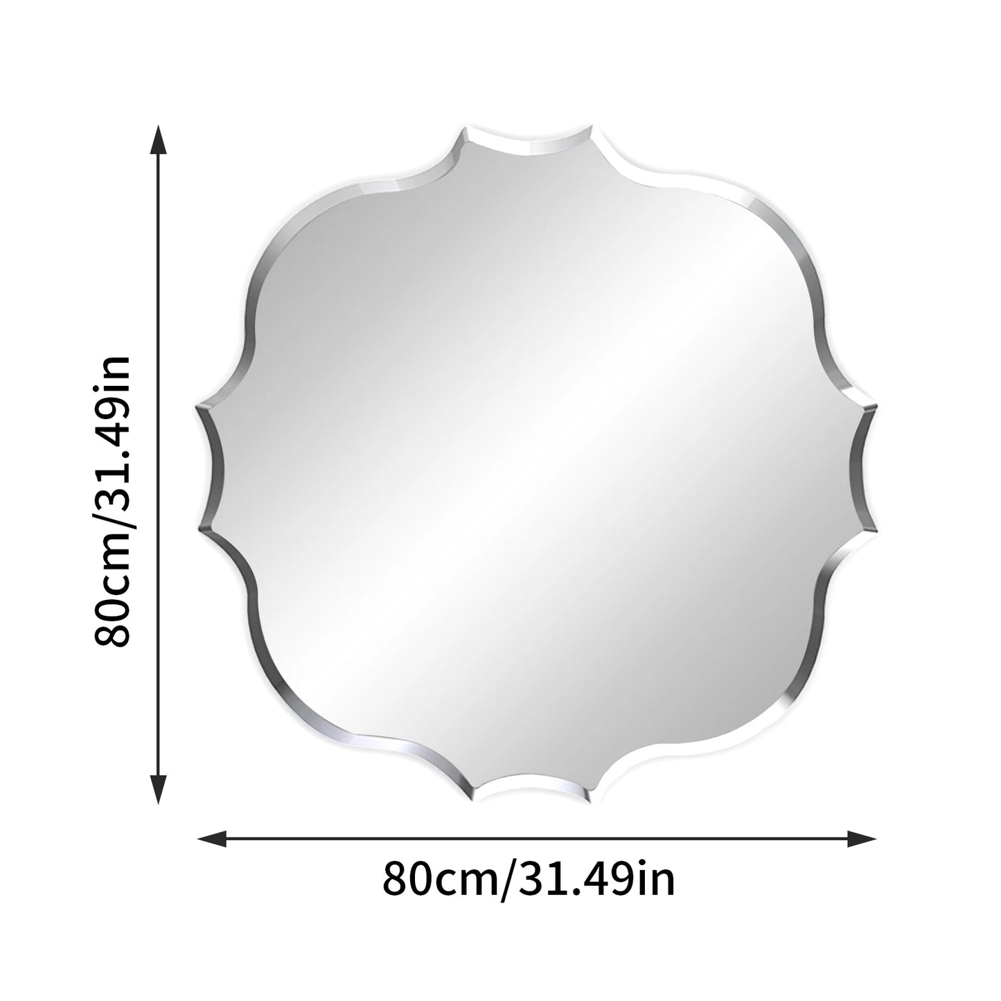 40-120CM Beveled Edge Frameless Unframed Bathroom Mirror with Hanging Fixings Vanity Mirror for Bathroom, Living Room Entryway