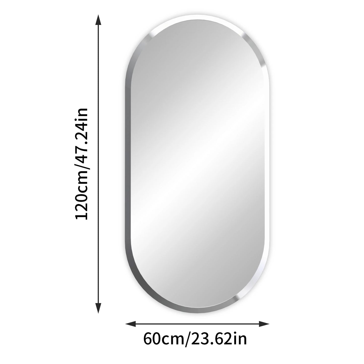 40-120CM Beveled Edge Frameless Unframed Bathroom Mirror with Hanging Fixings Vanity Mirror for Bathroom, Living Room Entryway