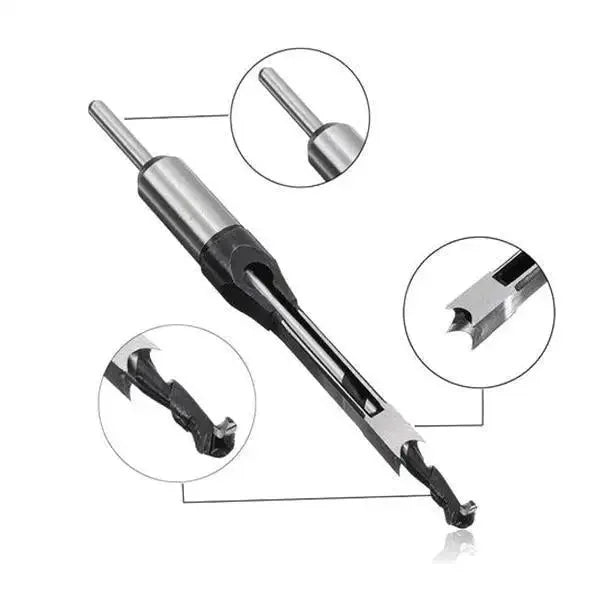 Meikela 4pcs Square Hole Drill Bit Set for Woodworking Round Shank Auger Bits