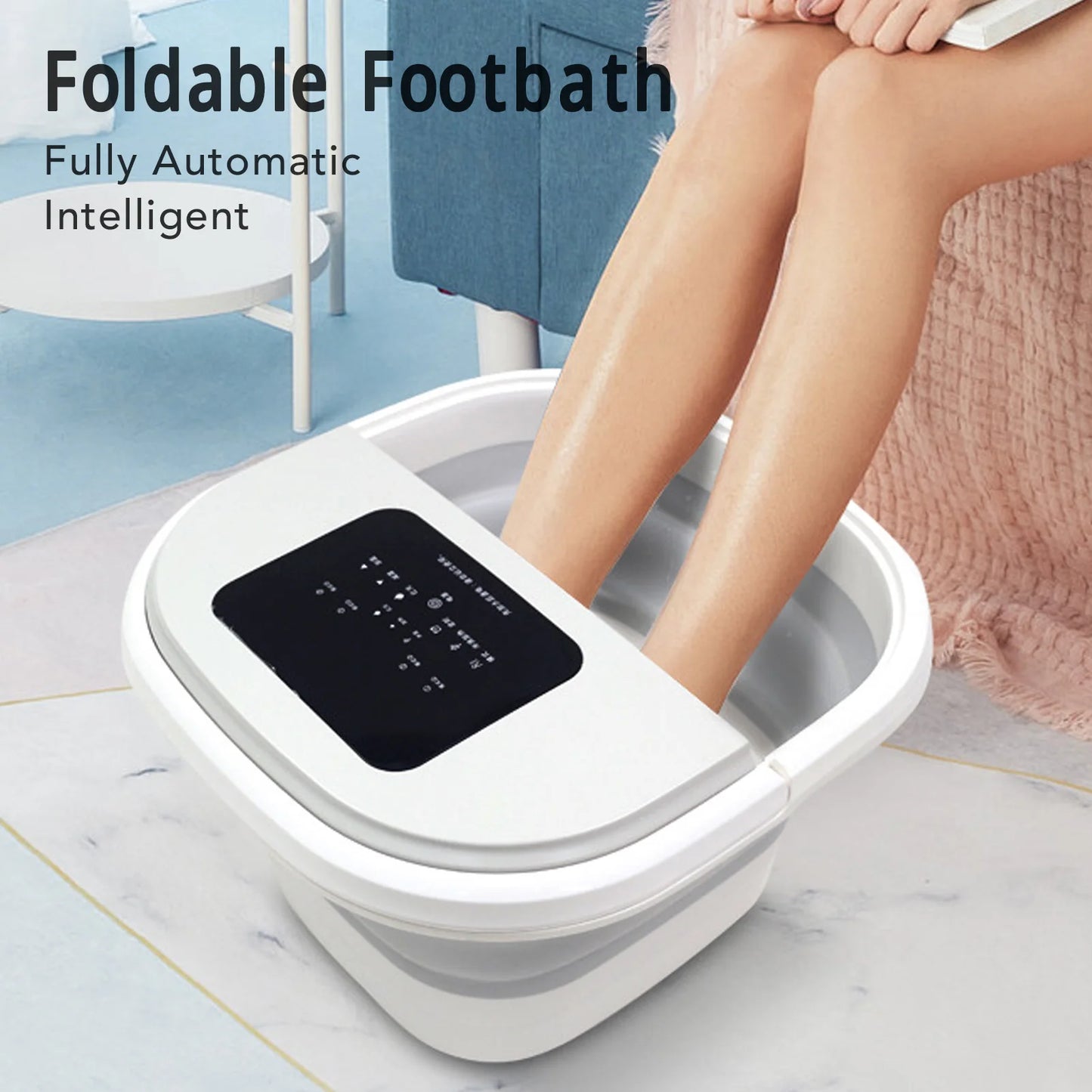 Smart Foldable Foot Soak Tub 420W 8L Heating Massager Spa with 8 Rollers
