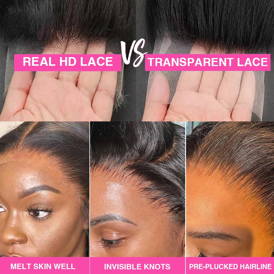 HD Transparent Body Wave Lace Front Wig 13x4 13x6 Pre Plucked Human Hair 200 Density