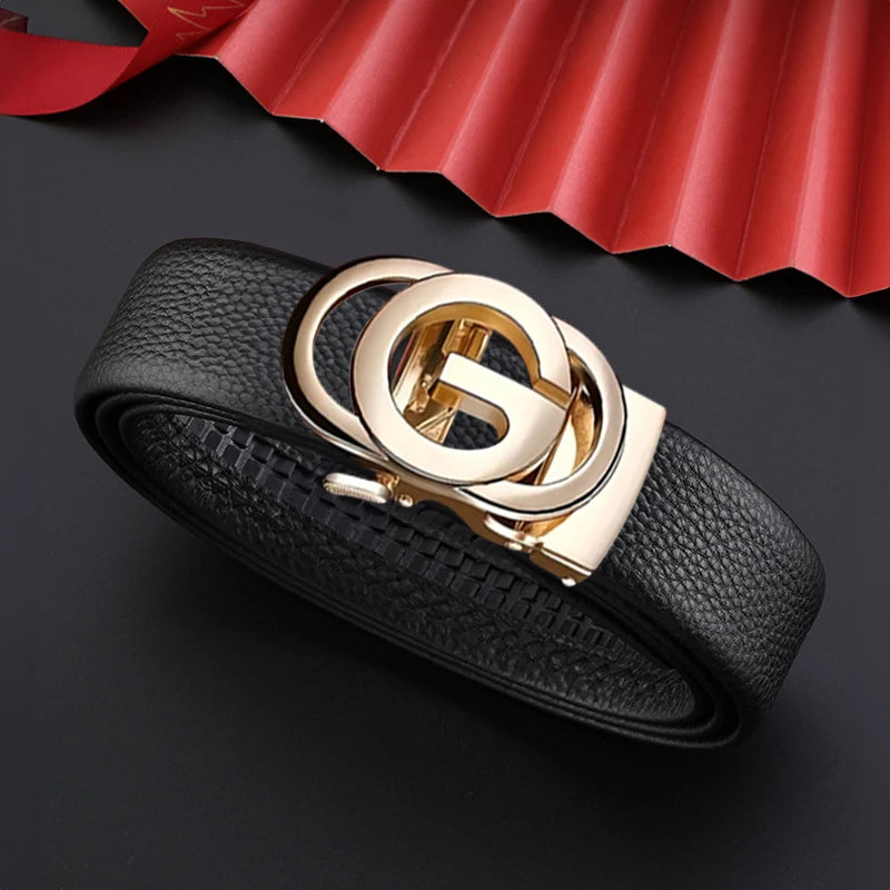 JIFANPAUL Luxury Genuine Leather Belt for Men High Quality Cowskin Fashion Strap