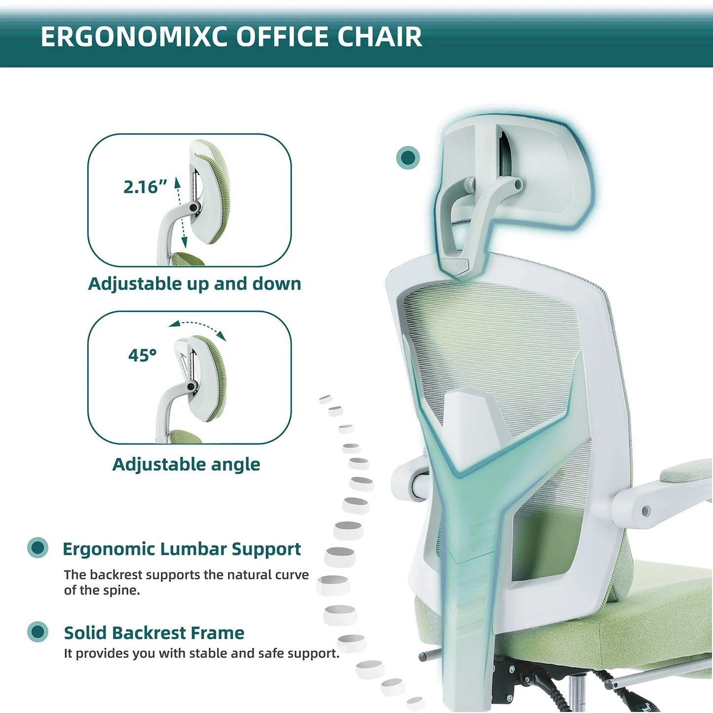 JHK Ergonomic High Back Mesh Gaming Chair with Lumbar Support and Rocking Function