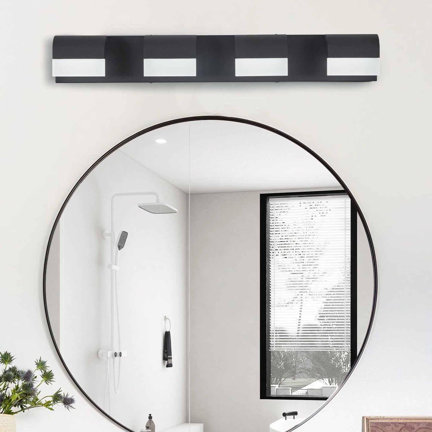 Modern Bathroom Vanity Lighting 4/5/6 Lights LED Vanity Lights Over Mirror Bath Wall Lighting-Black Finish