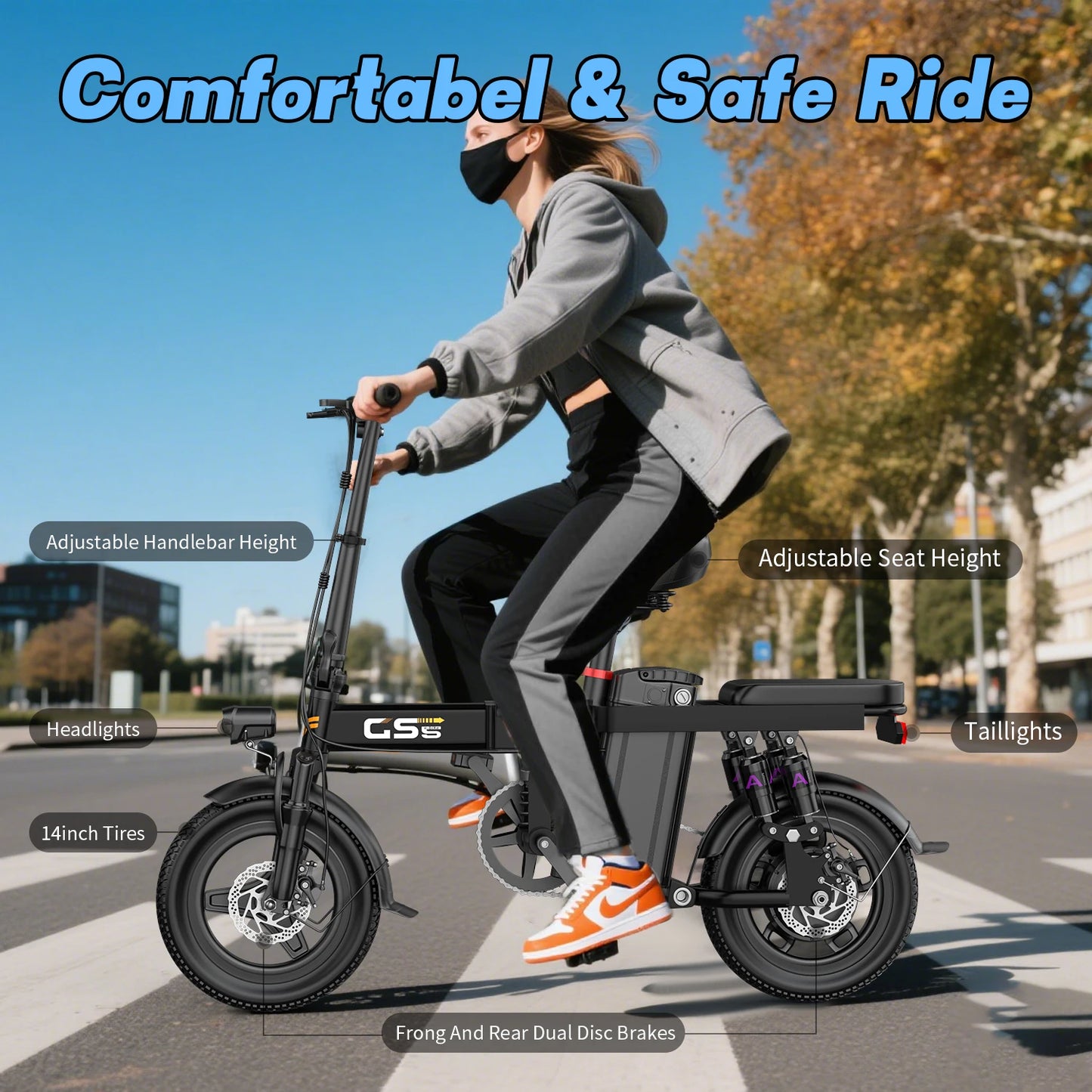 Folding Electric Bike for Adults and Teens 750W Motor 35 Miles Commuter Ebike