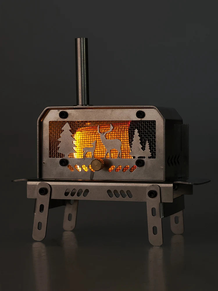 Stainless Steel Outdoor Firewood Stove with Chimney for Camping and Backpacking