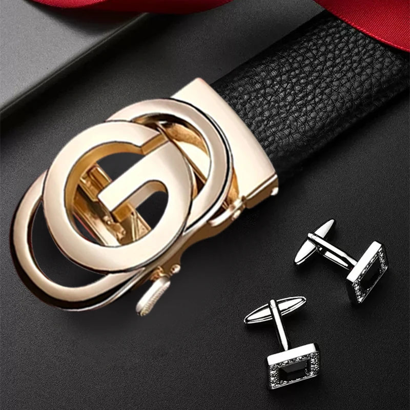 JIFANPAUL Luxury Genuine Leather Belt for Men High Quality Cowskin Fashion Strap