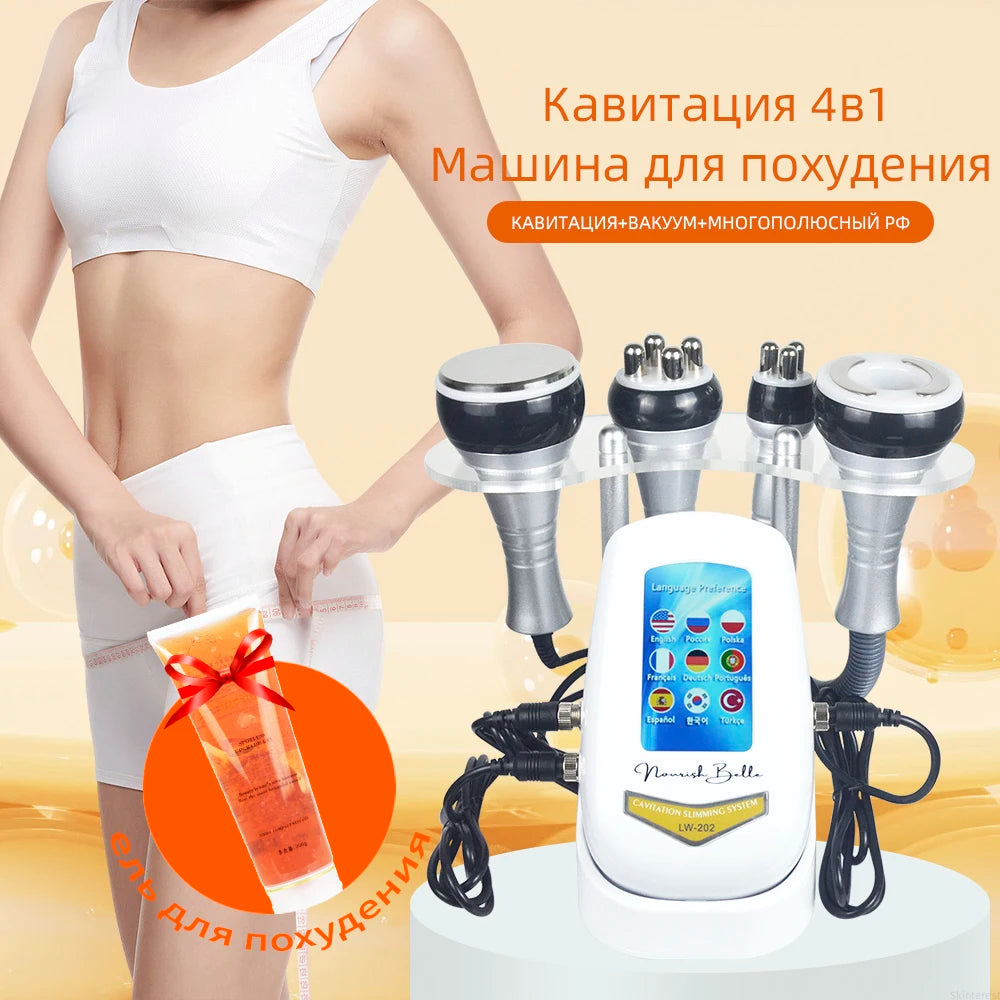 4 In 140K Cavitation Ultrasonic Body Slimming Machine Beauty Device for Skin Tightening