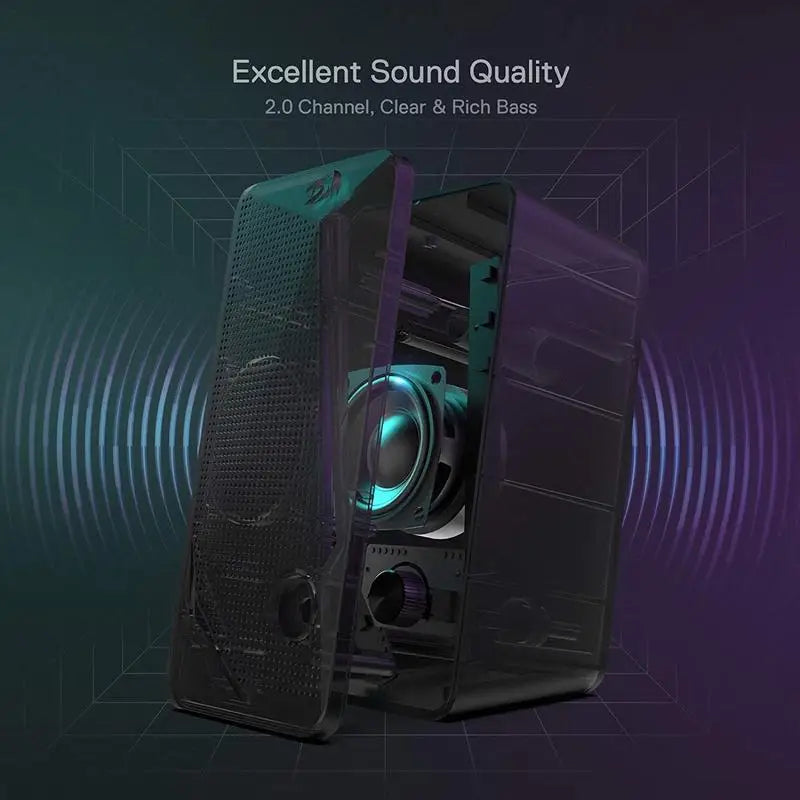 Redragon GS510 Waltz RGB Desktop Speakers 2.0 Channel PC Stereo with LED Backlight Modes