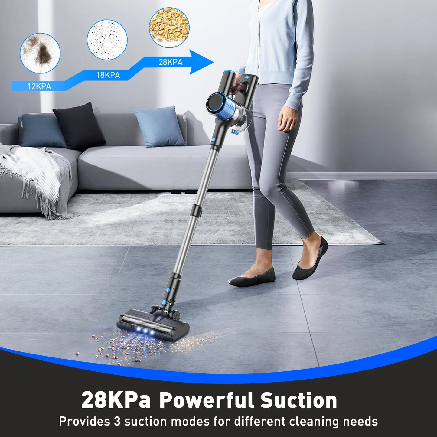 28Kpa 300W Cordless Handheld Vacuum Cleaner 8 IN 1 Powerful Suction for Pet Hair and Floors