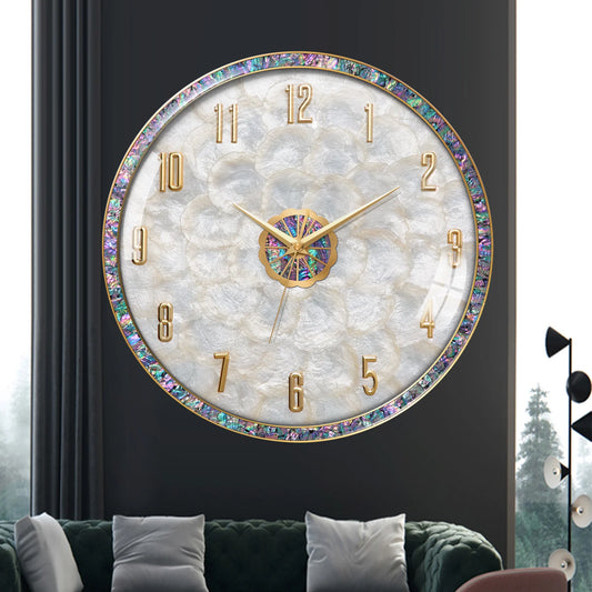 Living Room Wall Clock Made Of Brass Shell, 14 Inches In Diameter, Perfect For Living Room, Dining Room, Bedroom, Storage Room