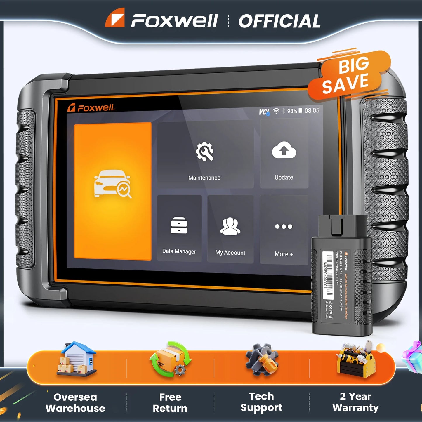 Foxwell NT809BT OBD2 Bluetooth Car Diagnostic Tool All Systems Bi-Directional Scanner