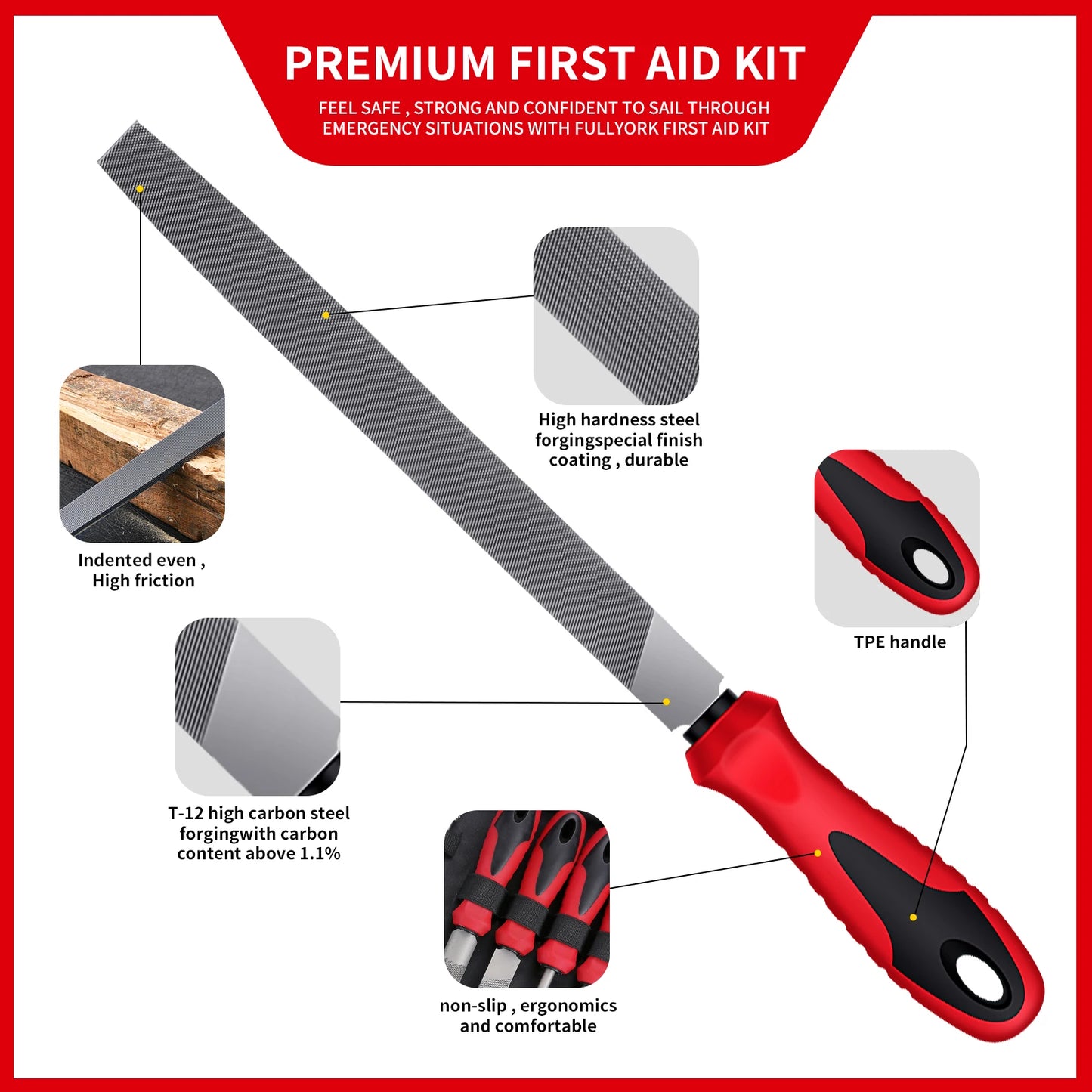 57 Piece Metal and Wood File Rasp Set with High Carbon Steel Tools for Woodworking