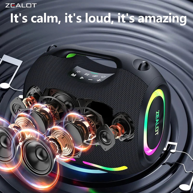 Zealot ZE01 120W Wireless Speaker with Carry Handle TWS Dual Pairing and RGB Light